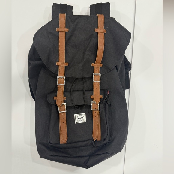 Herschel Supply Company Classic Black Backpack with Brown Straps - Picture 4 of 8